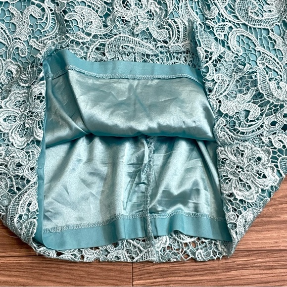 Lipsy London Light Blue Lace Open Back Femme Mini Dress - Picture 10 of 12